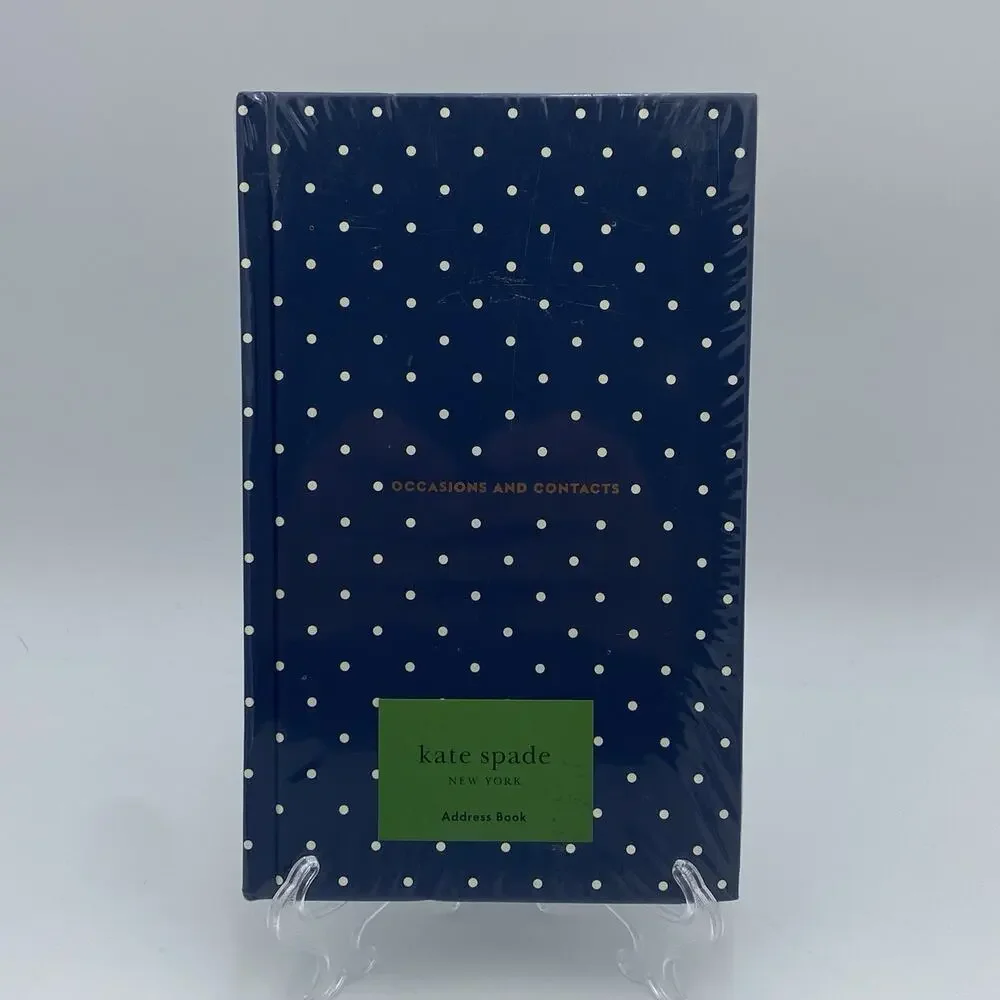 Kate Spade Occasions & Contacts Address Book Larabee Dot Navy 8.25 X5.25” SEALED
